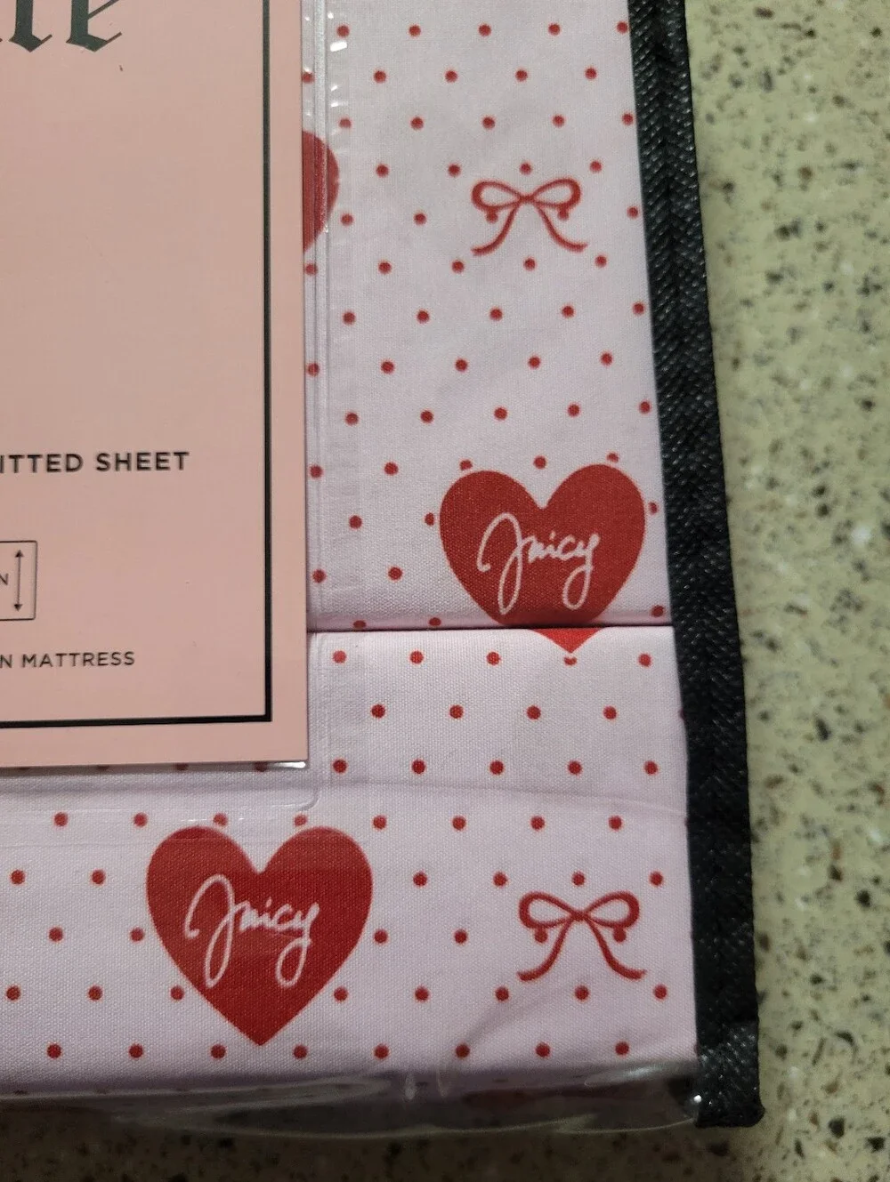 Juicy Couture 4-Pc Twin Size Bedsheet Set Hearts Juicy Spellout Bows Polka Dots